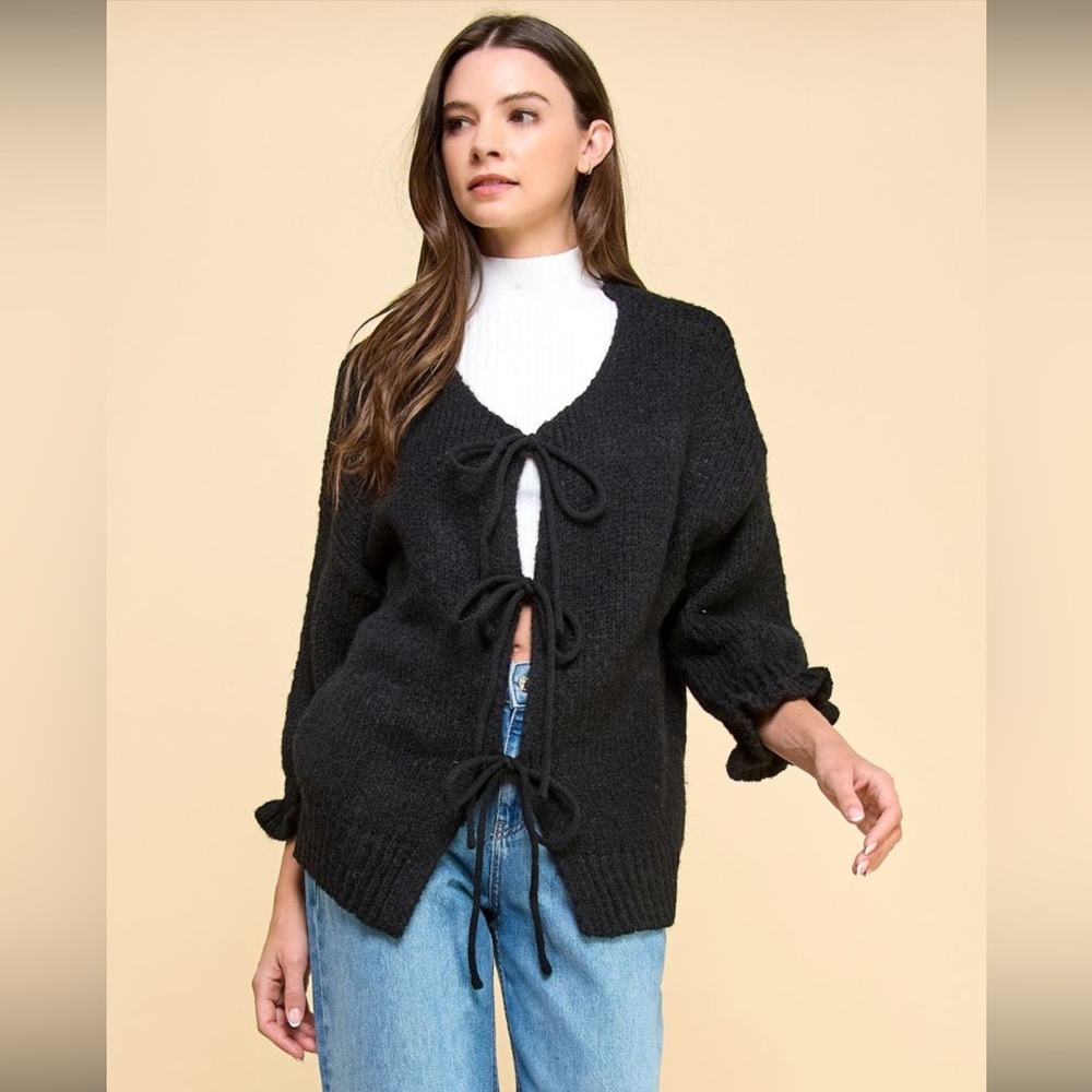 Black Open-Front Sweater